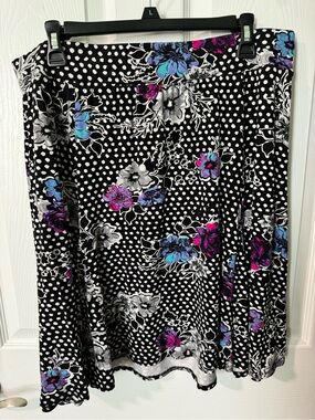 torrid Black A-Line Skirt with Blue & Pink Floral Print